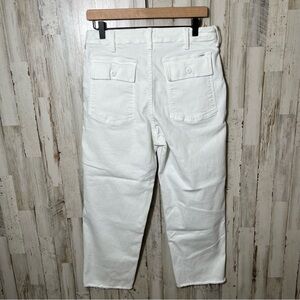 MOTHER Denim The Patch‎ Pocket Private Ankle Fray White Straight Jeans Womens 28